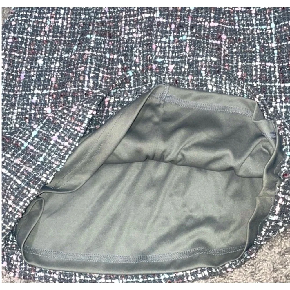 She + Sky Metallic Tweed Mini Skirt Small Plaid Coquette Preppy